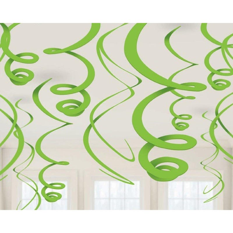 Lime Green Swirl Decorations (Pack of 12)