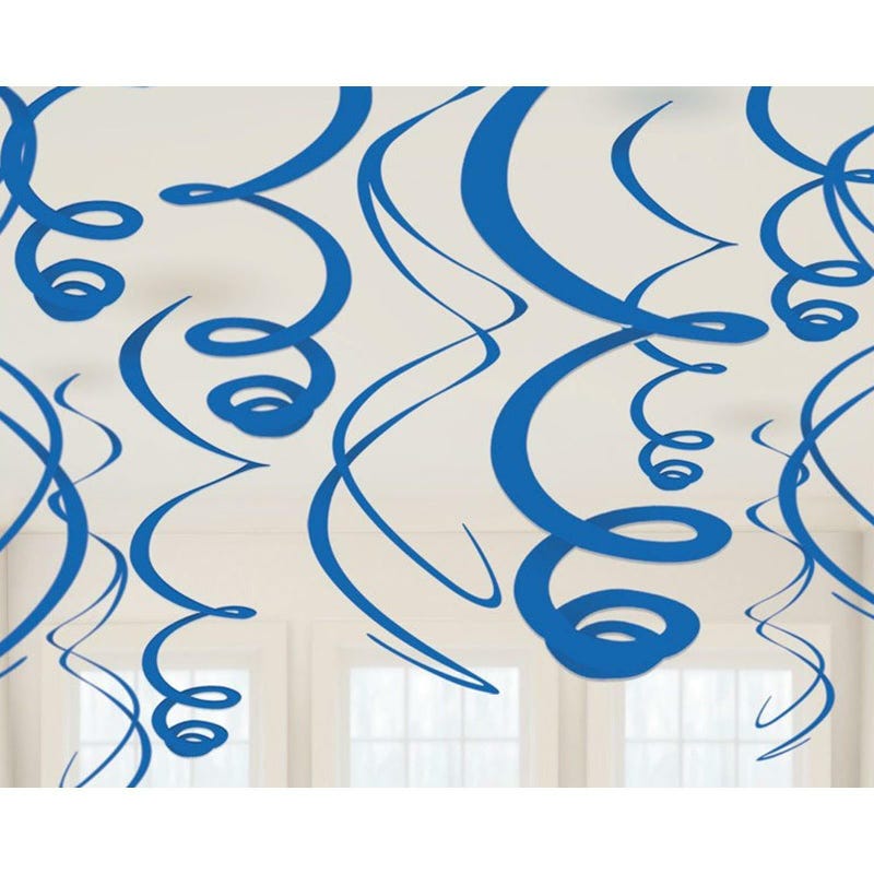 Royal Blue Swirl Decorations (Pack of 12)