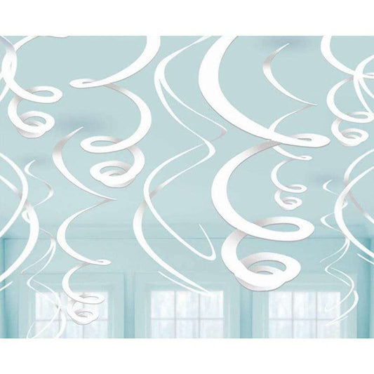 White Swirl Decorations (Pack of 12)