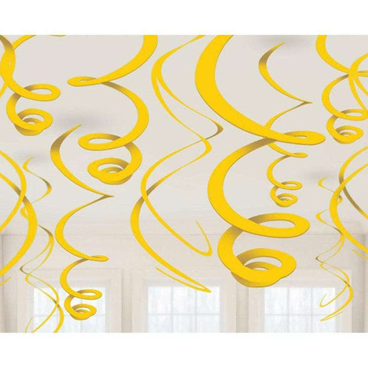 Yellow Swirl Decorations (Pack of 12)