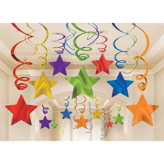 Rainbow Star Swirl Decorations (Pack of 30)