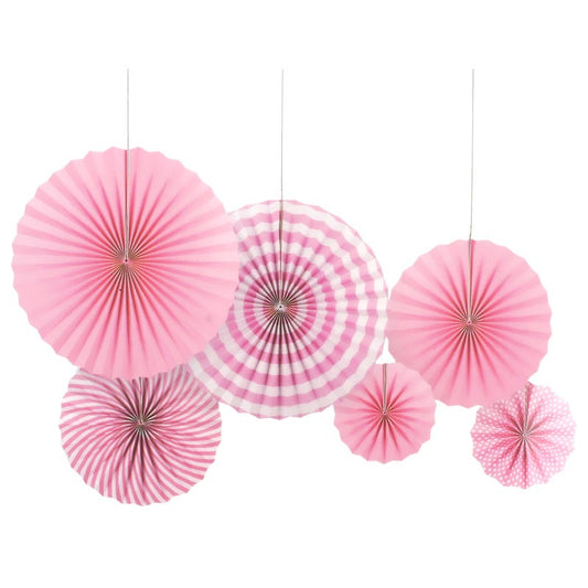 Light Pink Paper Fan Decorations (Pack of 6)