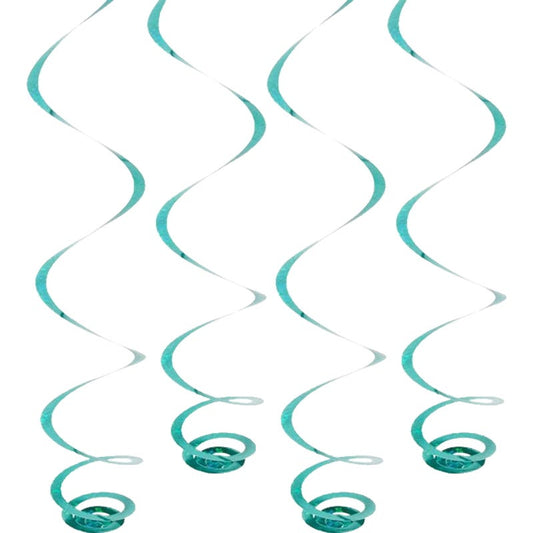 Teal Swirl Decorations (Pack of 4)