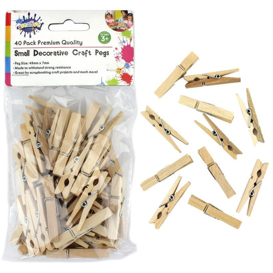 Small Wooden Craft Pegs (Pack of 40)