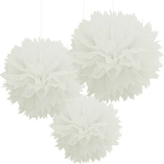 White Tissue Paper Pom Pom Balls (Pack of 3)