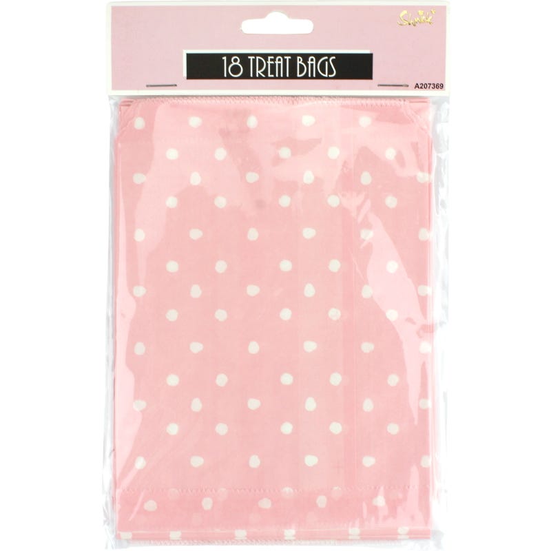 Pastel Pink and White Dot Paper Lolly/Treat Bags (Pack of 18)