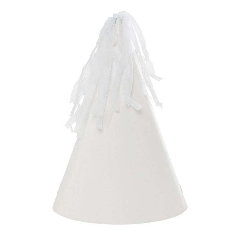 White Tassel Topper Party Hats (Pack of 10)