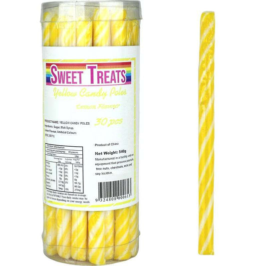 Yellow Swirl Candy Poles (Pack of 30)