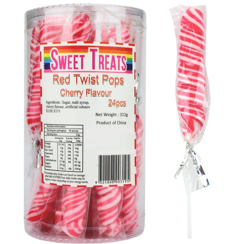 Red Twist Pops (Pack of 24)