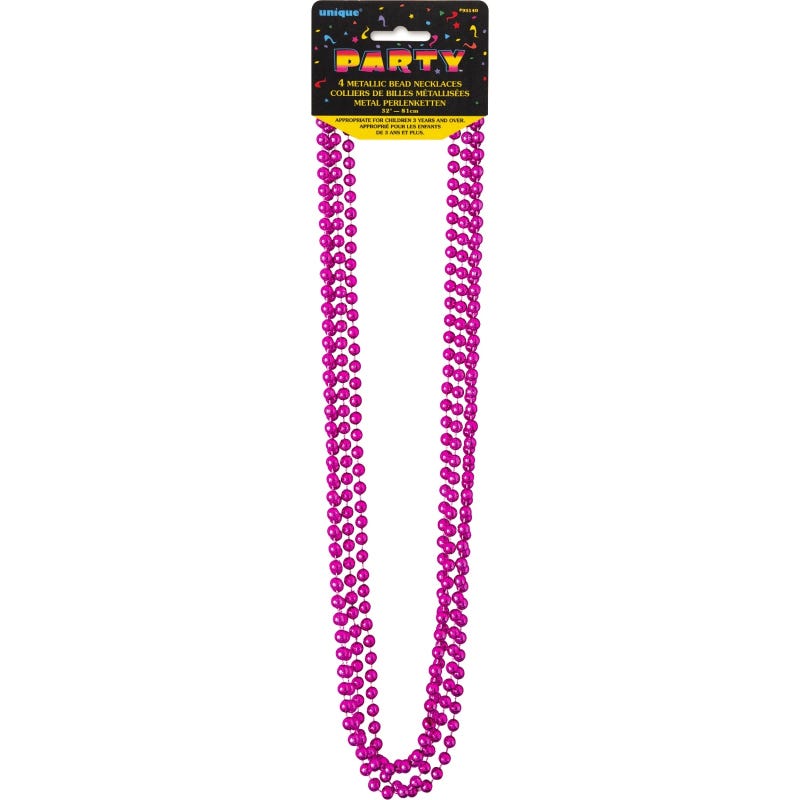 Pink Beads Necklaces (Pack of 4)