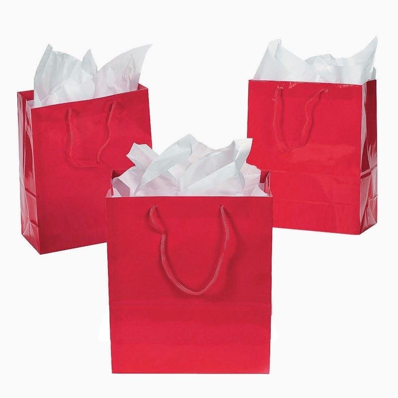 Small Red Paper Gift Bags (Pack of 12)