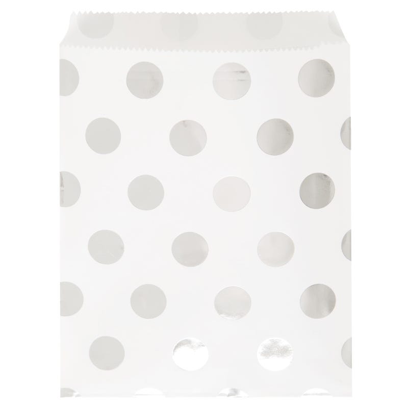 Silver Foil Dots Paper Lolly/Treat Bags (Pack of 8)