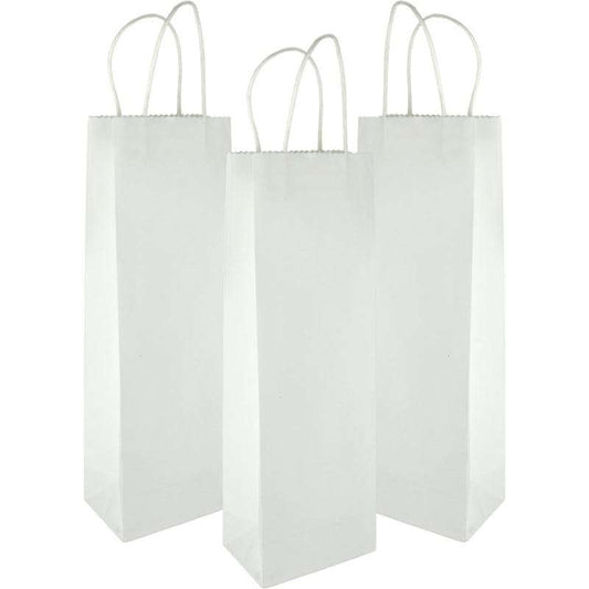 White Paper Bottle Bags 35cm x 11.5cm x 8cm (Pack of 3)