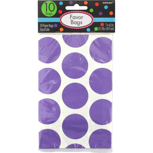 Purple Polka Dot Paper Treat Bags (Pack of 10)