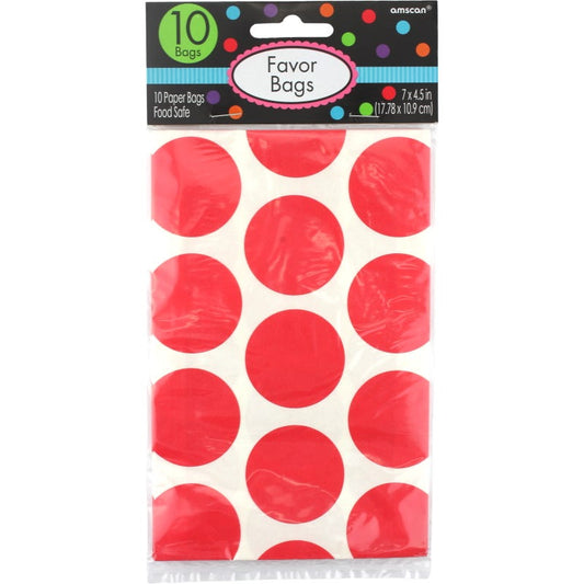 Red Polka Dot Paper Treat Bags (Pack of 10)