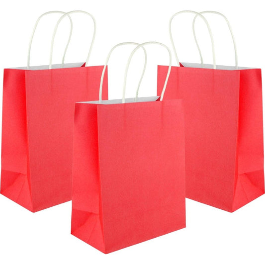 Red Kraft Paper Gift Bags 22cm (Pack of 5)