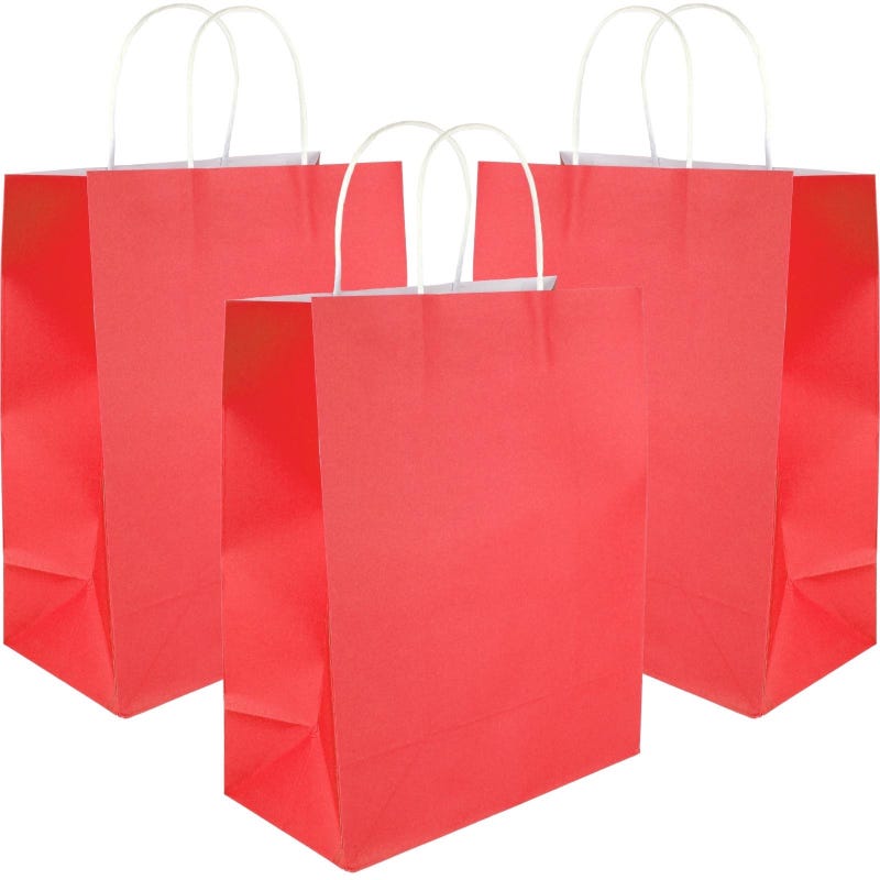 Red Kraft Paper Gift Bags 32cm (Pack of 5)