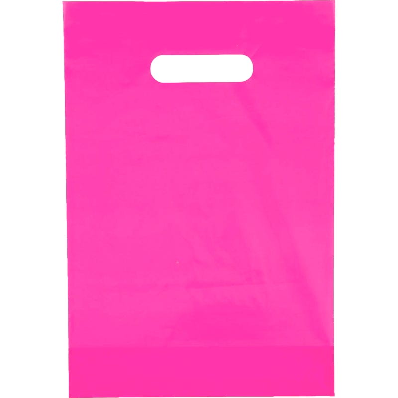 Neon Pink Plastic Lolly/Treat Bags (Pack of 50)