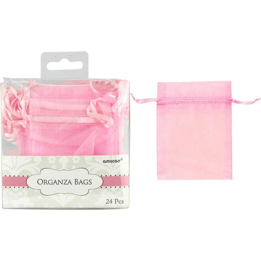 Pink Organza Drawstring Bags (Pack of 24)