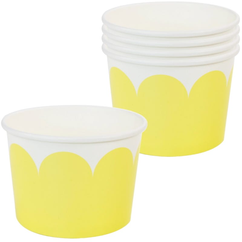 Pastel Yellow & White Scalloped Snack Cups (Pack of 5)