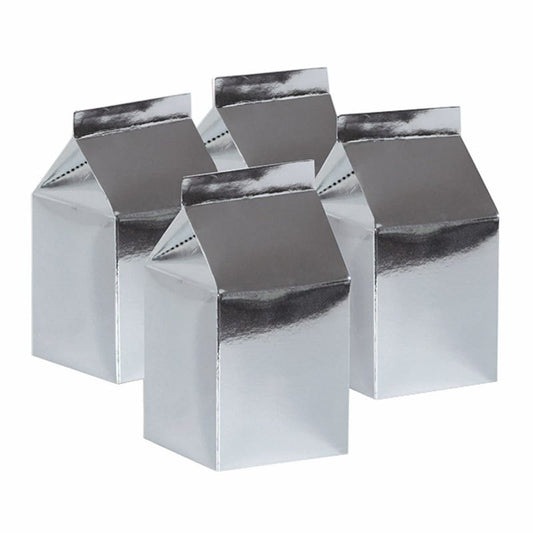 Silver Metallic Milk Boxes (Pack of 10)