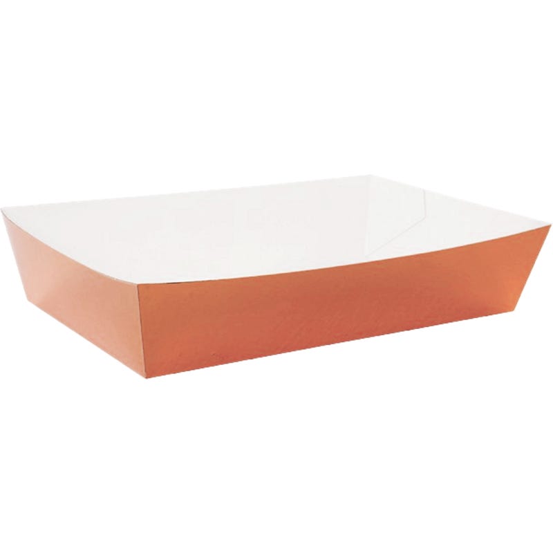 Rose Gold Metallic Paper Food Trays 19cm x 11cm (Pack of 10)