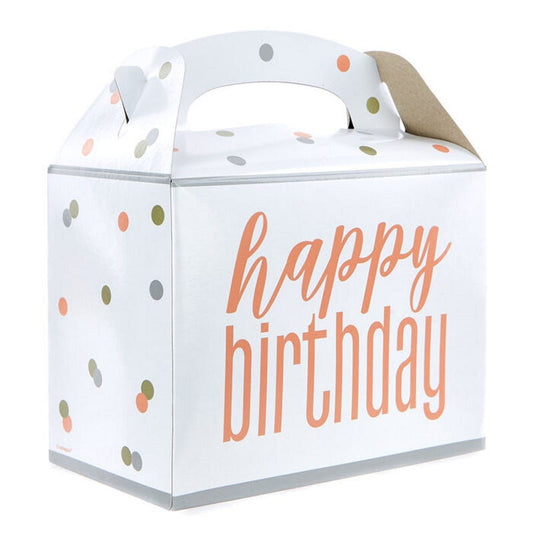 Rose Gold Happy Birthday Lolly/Treat Boxes (Pack of 6)