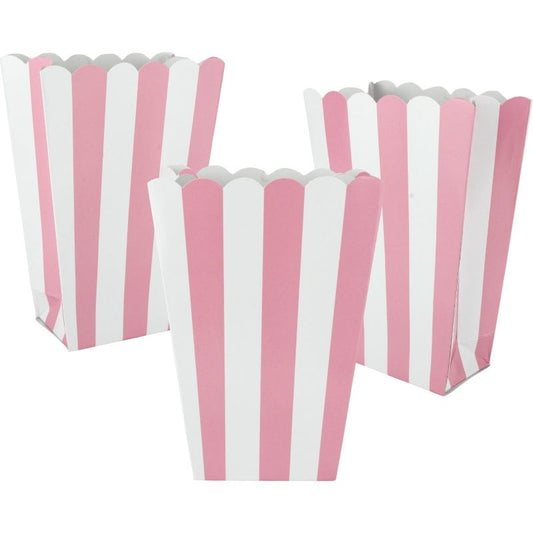 Pink Stripe Popcorn Boxes (Pack of 5)