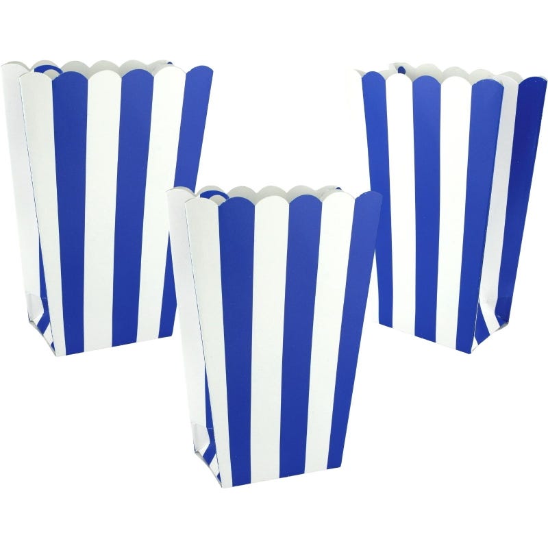 Royal Blue Stripe Popcorn Boxes (Pack of 5)