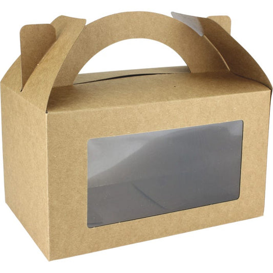 Brown Kraft Cupcake / Treat Box with Window 20cm (Pack of 2)