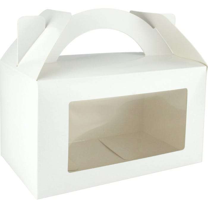 White Cupcake / Treat Box with Window 20cm (Pack of 2)