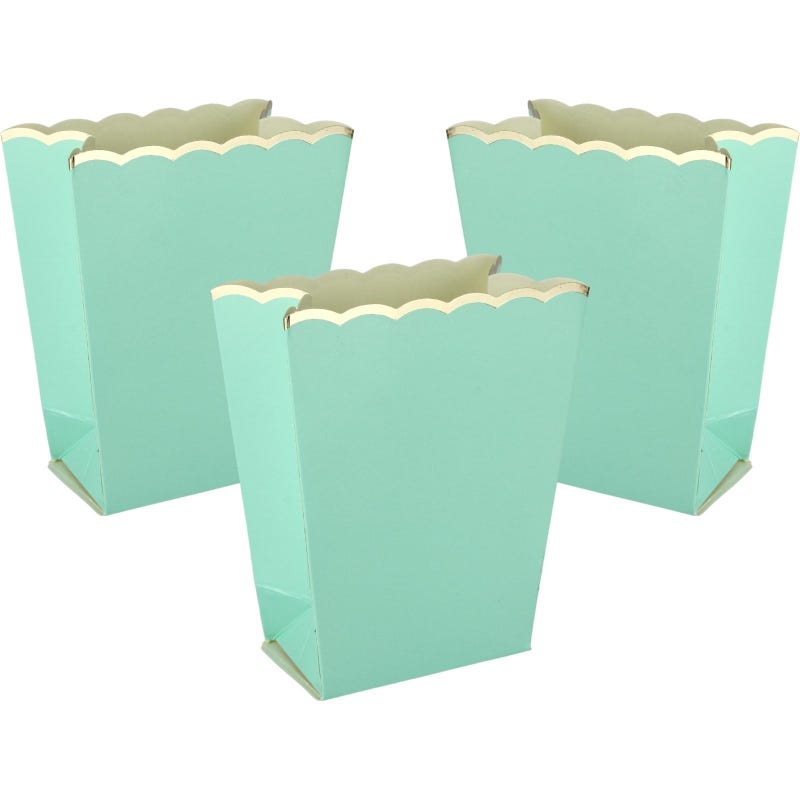 Mini Mint Green & Gold Scalloped Popcorn Boxes (Pack of 6)