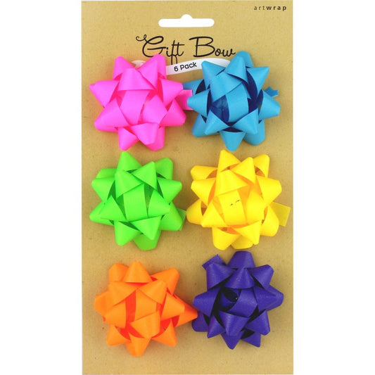 Mini Neon Rainbow Gift Bows (Pack of 6)