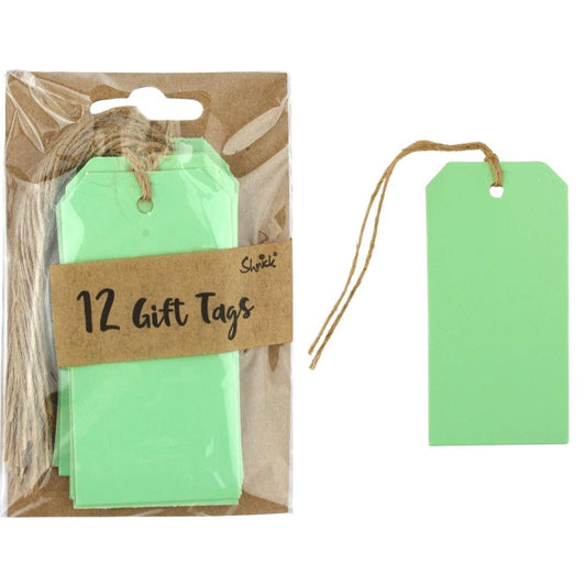 Neon Mint Green Kraft Paper Gift Tags (Pack of 12)