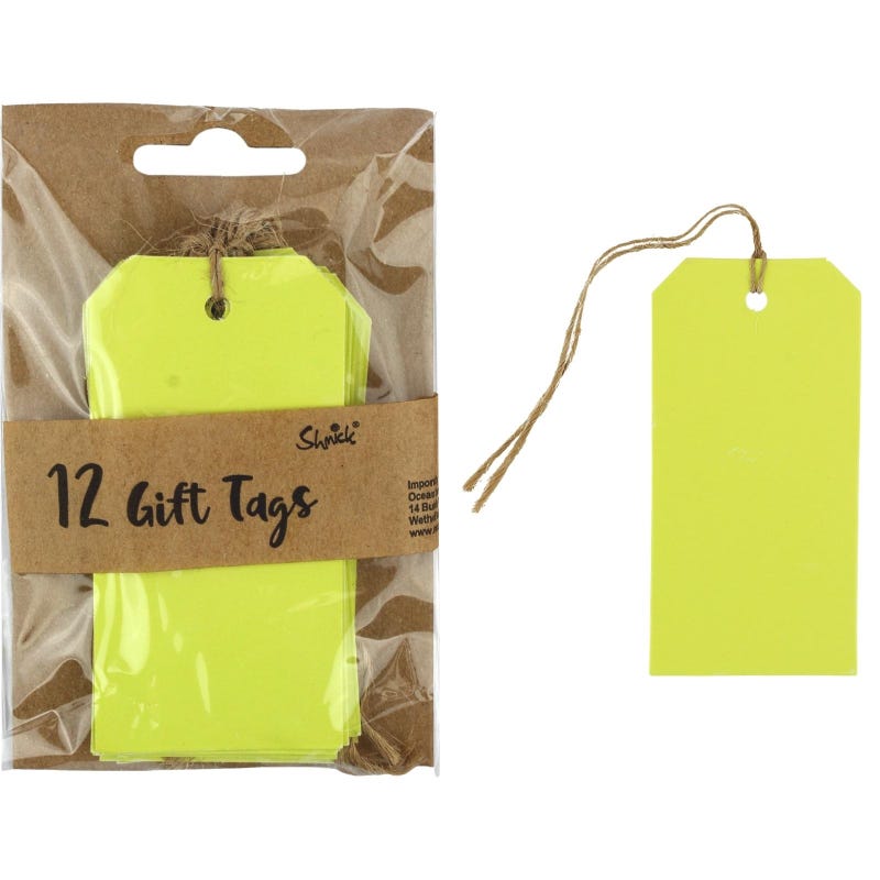 Neon Yellow Kraft Paper Gift Tags (Pack of 12)