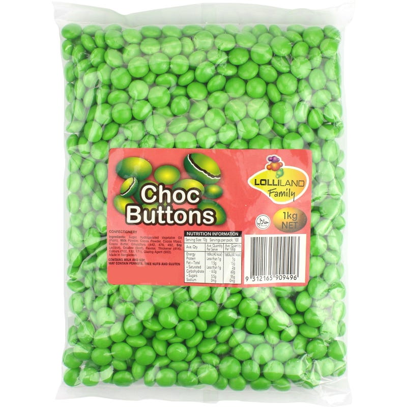 Green Choc Buttons (1kg)