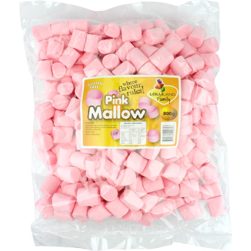 Pink Marshmallow Logs (800g Bag)