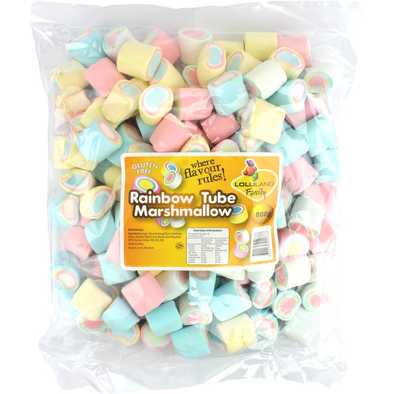 Rainbow Tube Marshmallow (800g Bag)