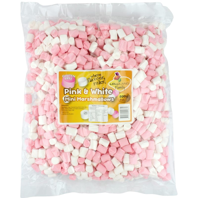 Pink & White Mini Marshmallows (800g Bag)