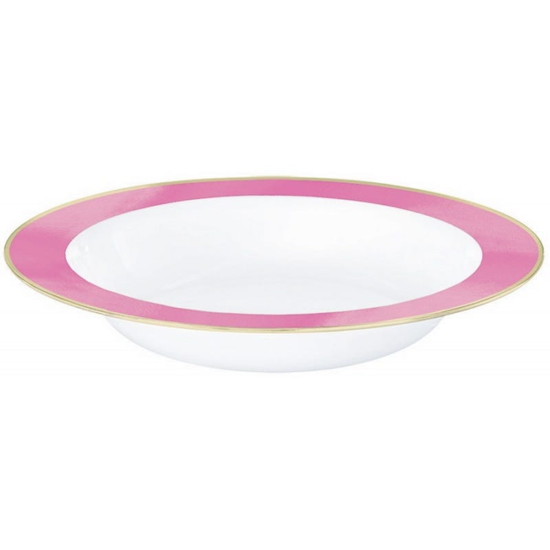 Pink Metallic Border Premium Plastic Bowls (Pack of 10)