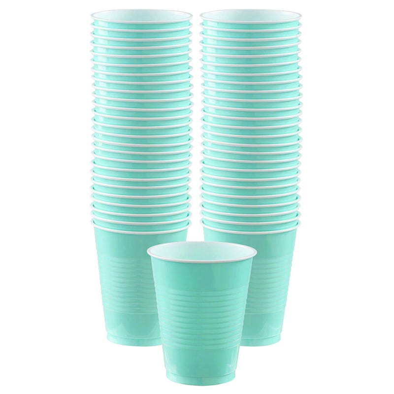 Mint Green Plastic Cups Big Party Pack (Pack of 50)