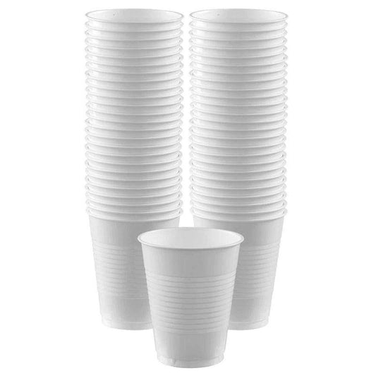 White Plastic Cups Big Party Pack (Pack of 50)