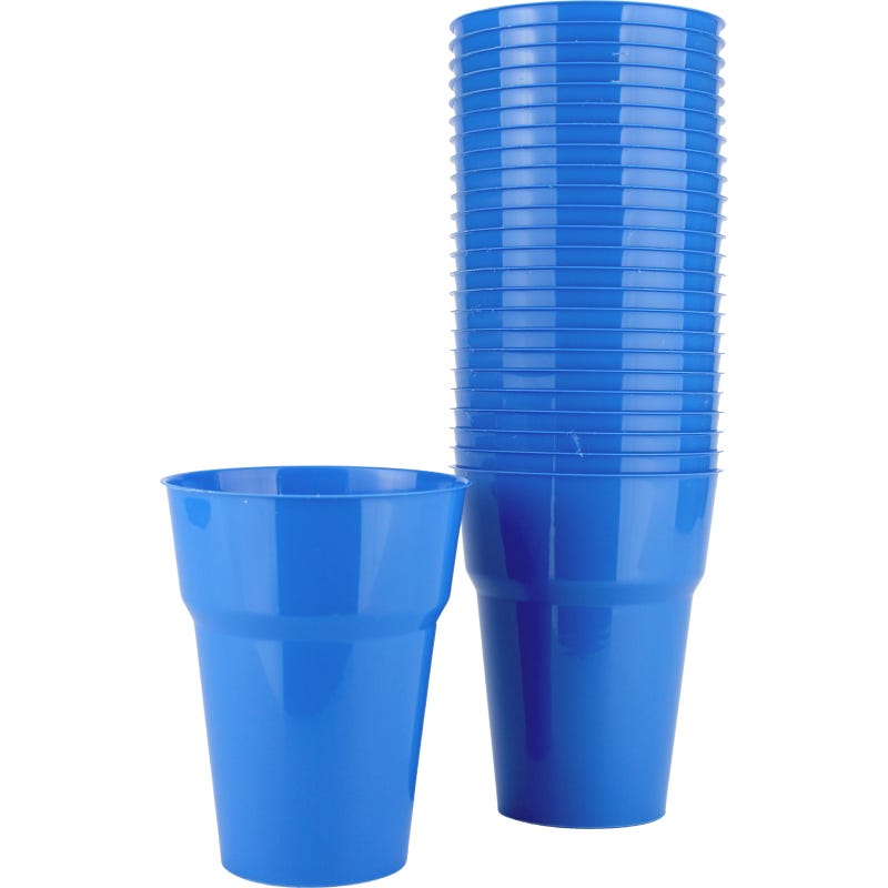 Royal Blue Plastic Reusable Cups 285ml (Pack of 25)