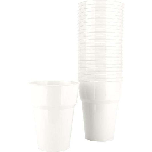 White Plastic Reusable Cups 285ml (Pack of 25)