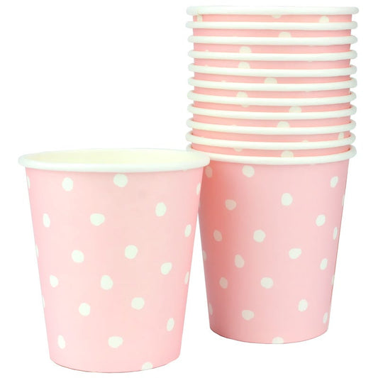 Pastel Pink and White Dot Paper Cups (Pack of 12)