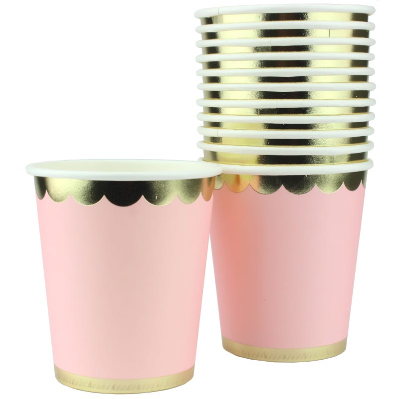 Pastel Pink Luxe Paper Cups (Pack of 12)