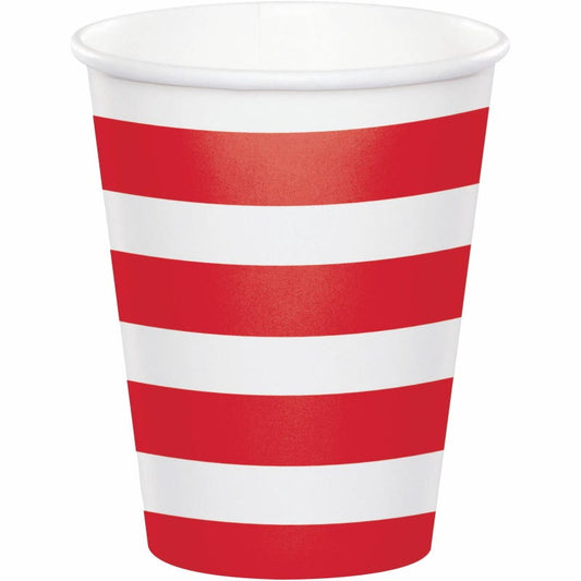 Red and White Striped Paper Cups (Pack of 8)