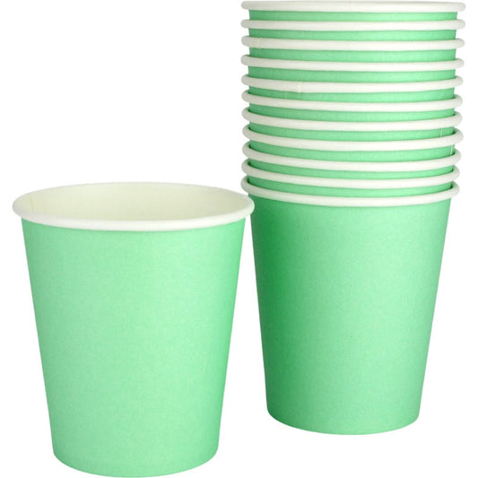 Neon Coloured Mint Green Paper Cups (Pack of 12)