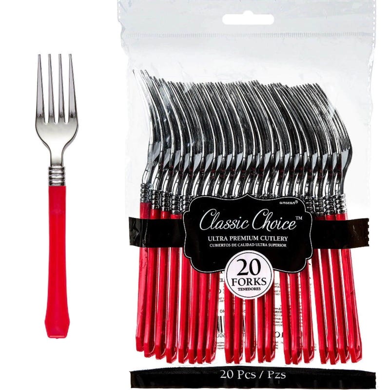 Red Premium Plastic Forks (Pack of 20)