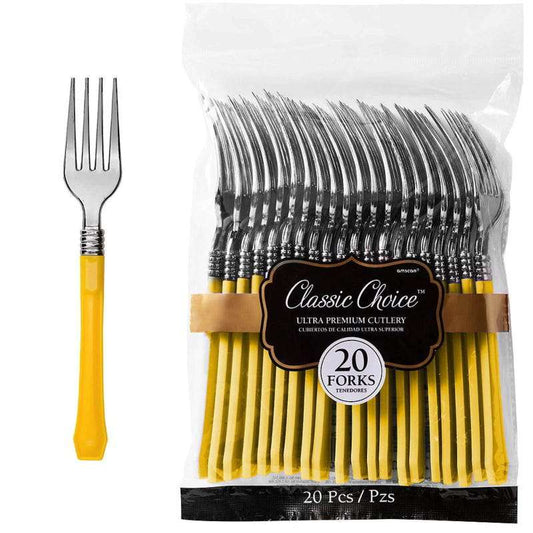 Yellow Premium Plastic Forks (Pack of 20)